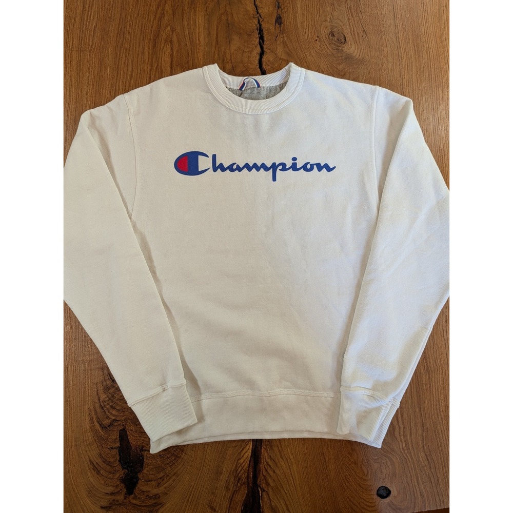 Champion Reverse Weave Sweatshirt White Script Logo Crewneck Mens Medium